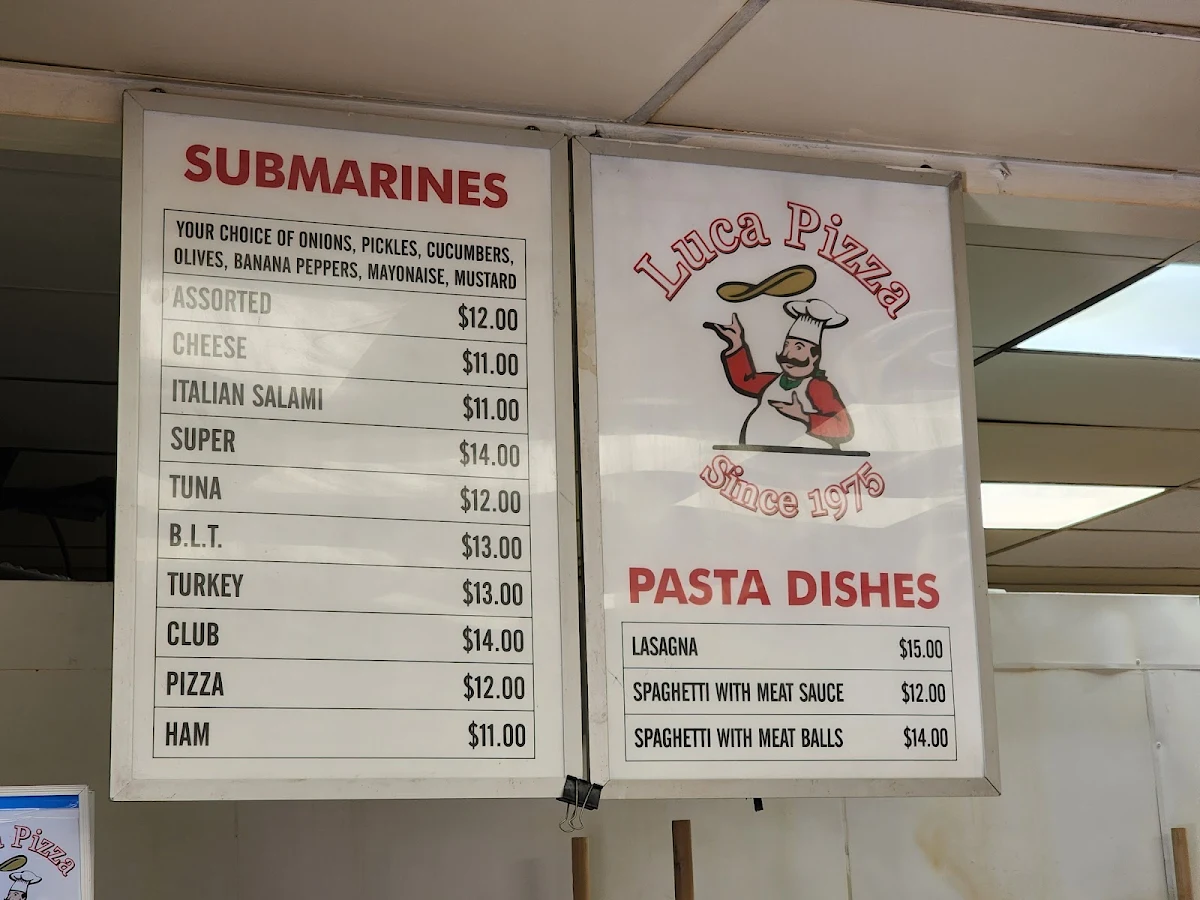 Menu, Luca Pizza