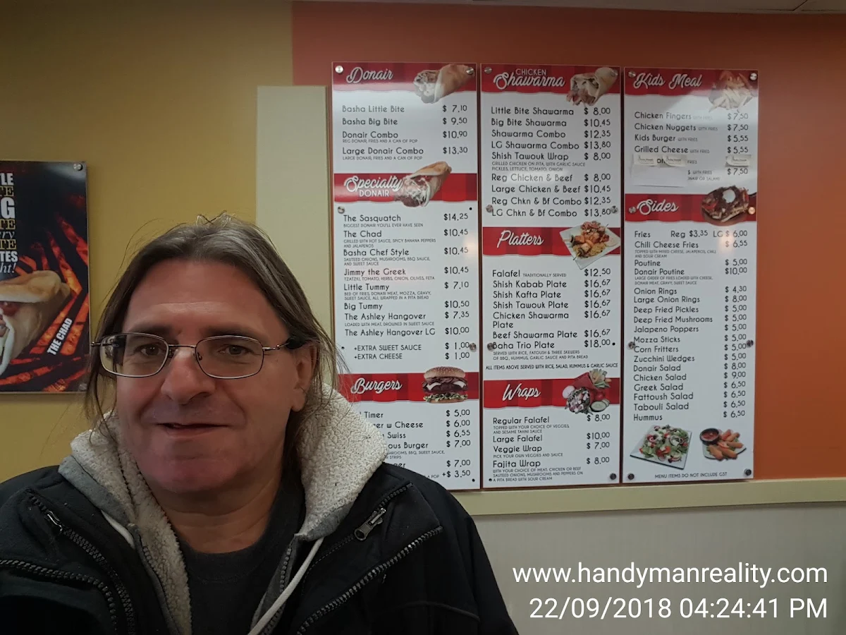 Menu, Basha Donair & Shawarma