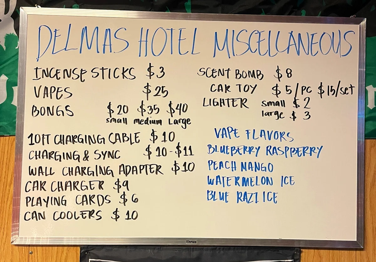 Menu, Delmas Hotel&Bar | Restaurant&VLTs