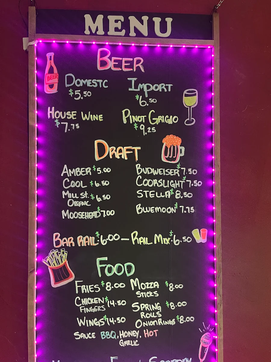Menu, Mimico Pub & Grill