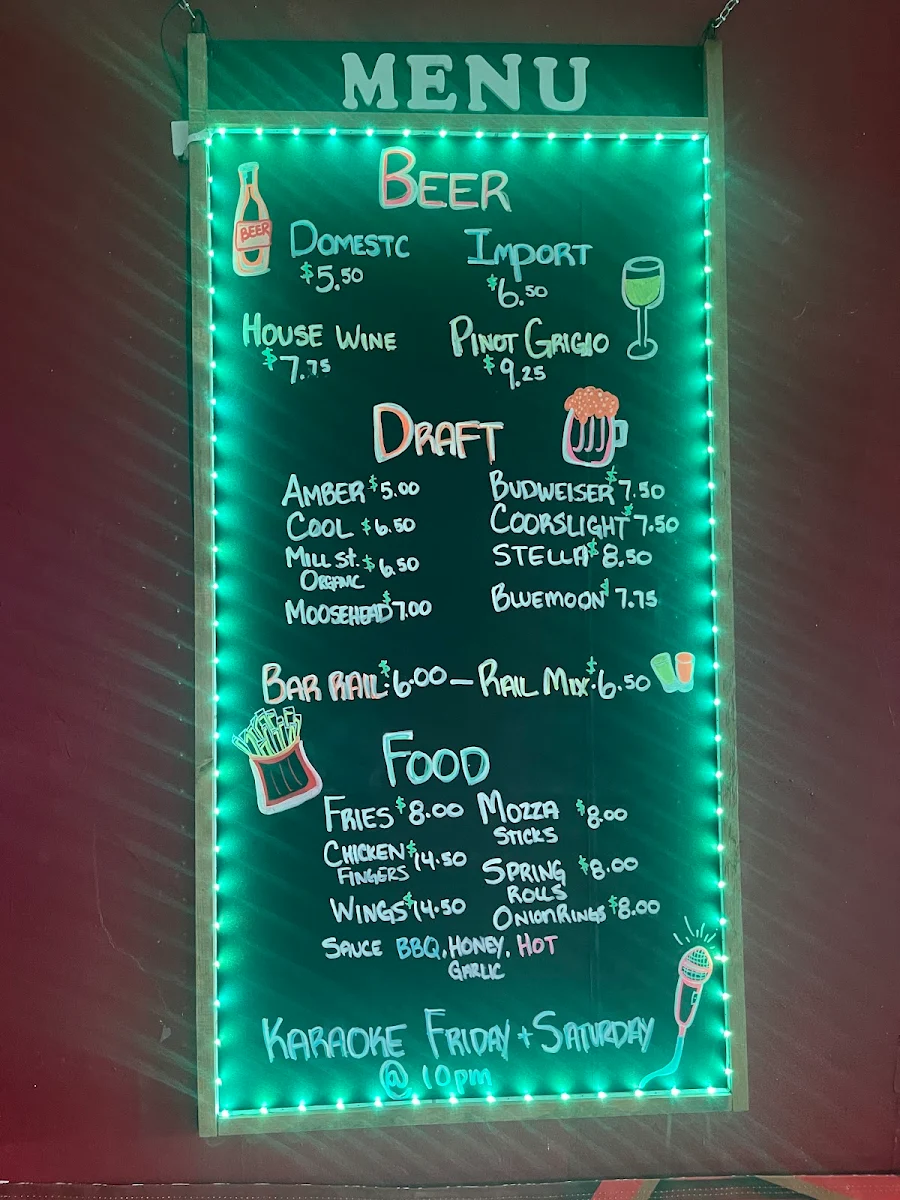 Menu, Mimico Pub & Grill