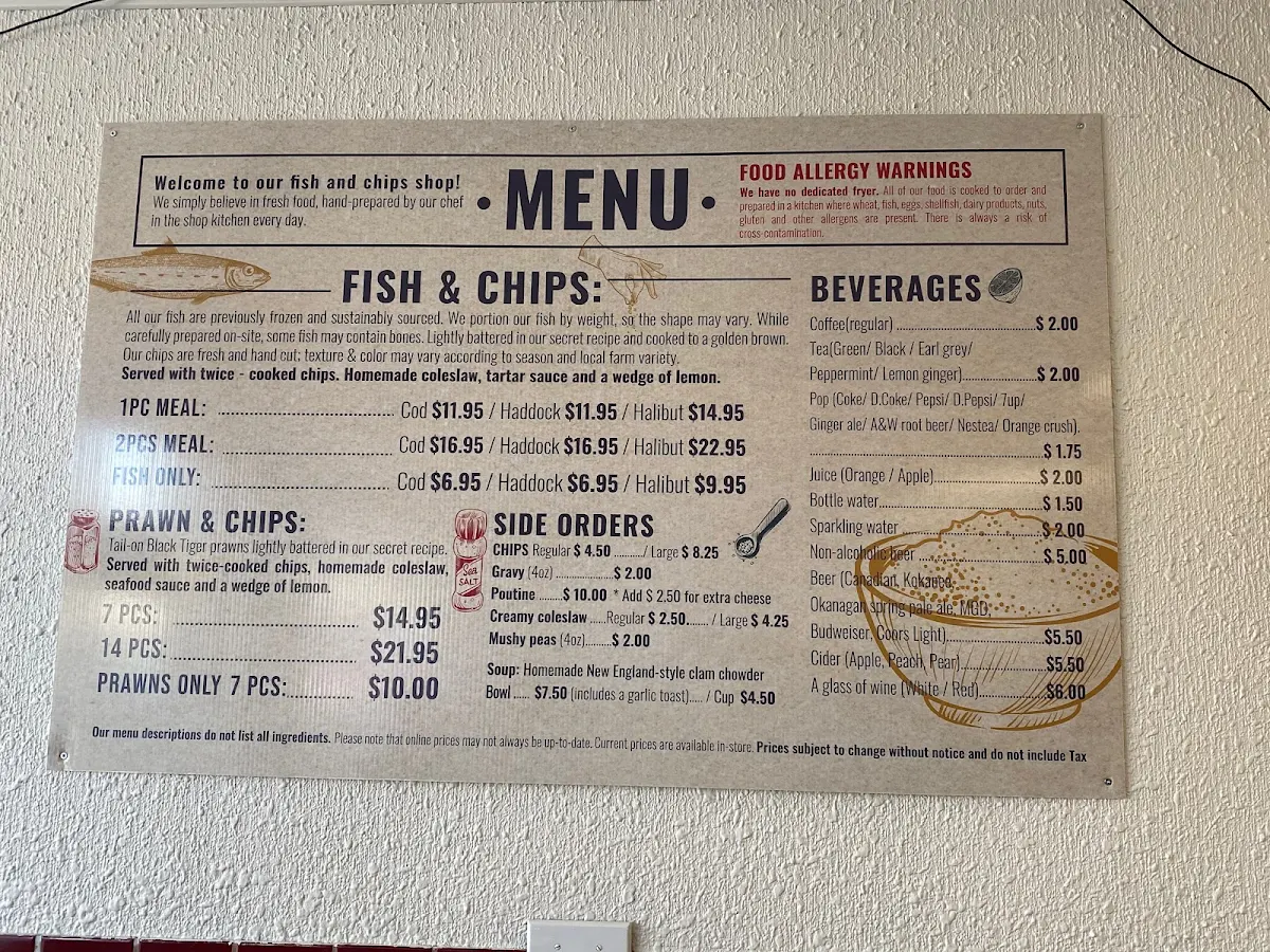 Menu, Auntie Ag's Seafood Cafe