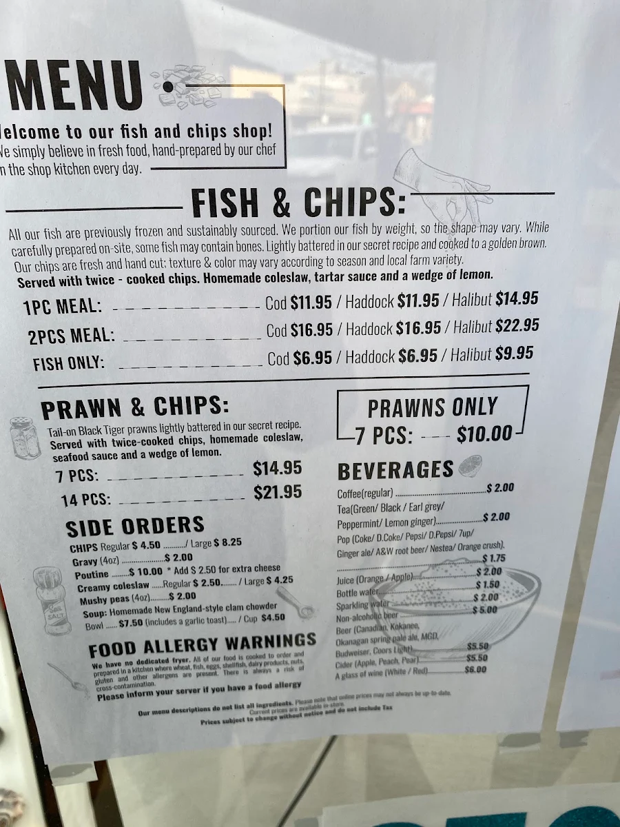 Menu, Auntie Ag's Seafood Cafe