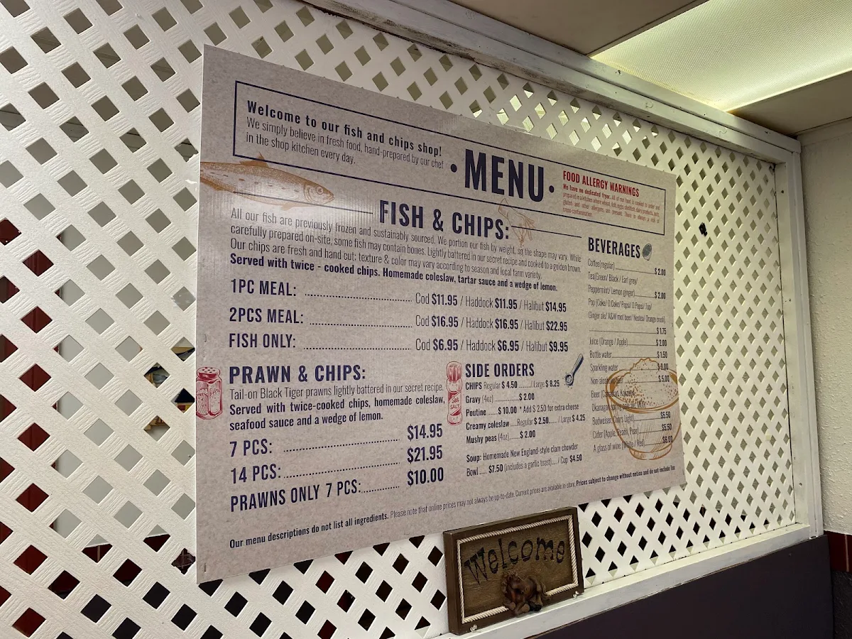 Menu, Auntie Ag's Seafood Cafe