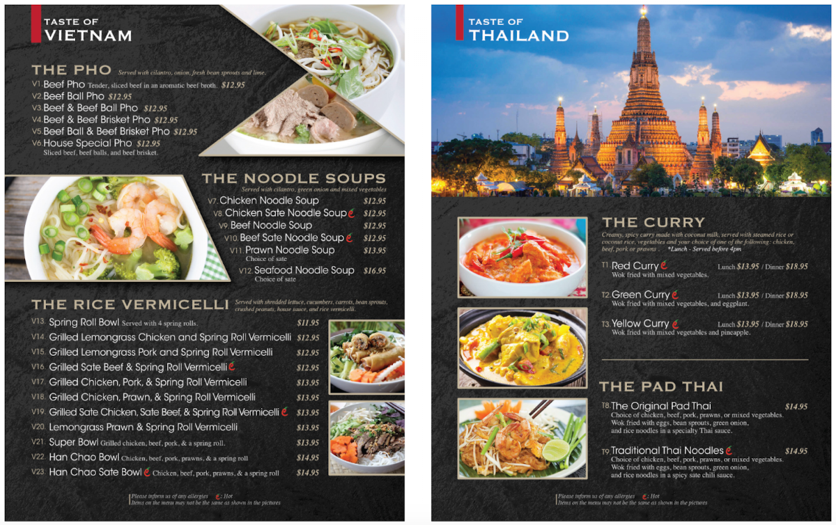 Menu, Han Chao, Taste of Asia