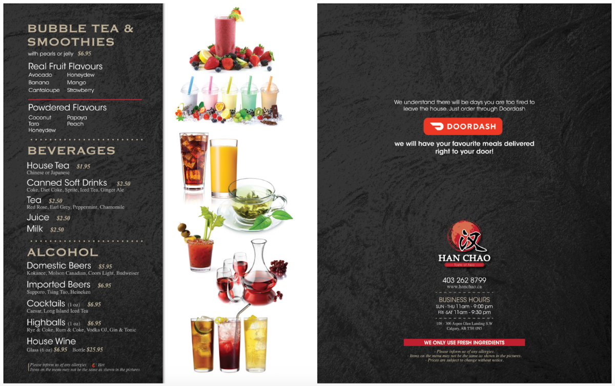 Menu, Han Chao, Taste of Asia