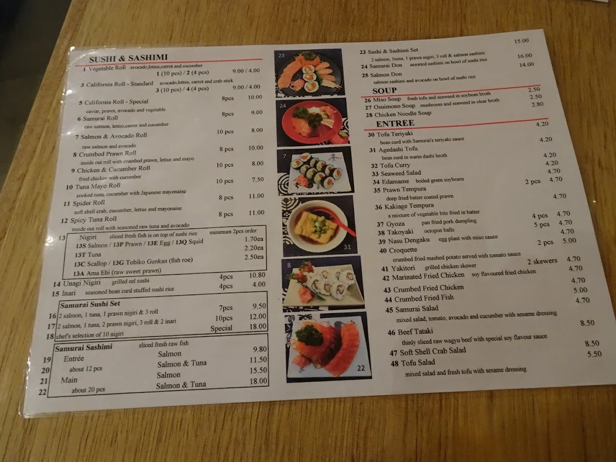 Menu, Samurai