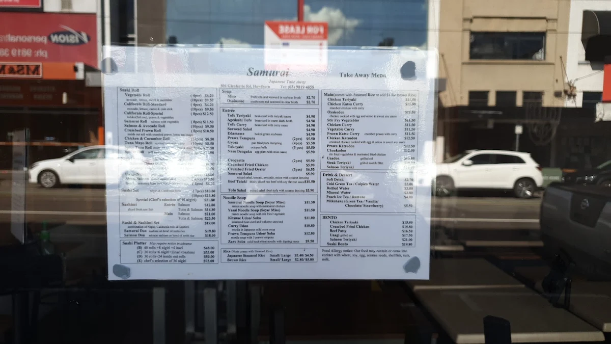 Menu, Samurai