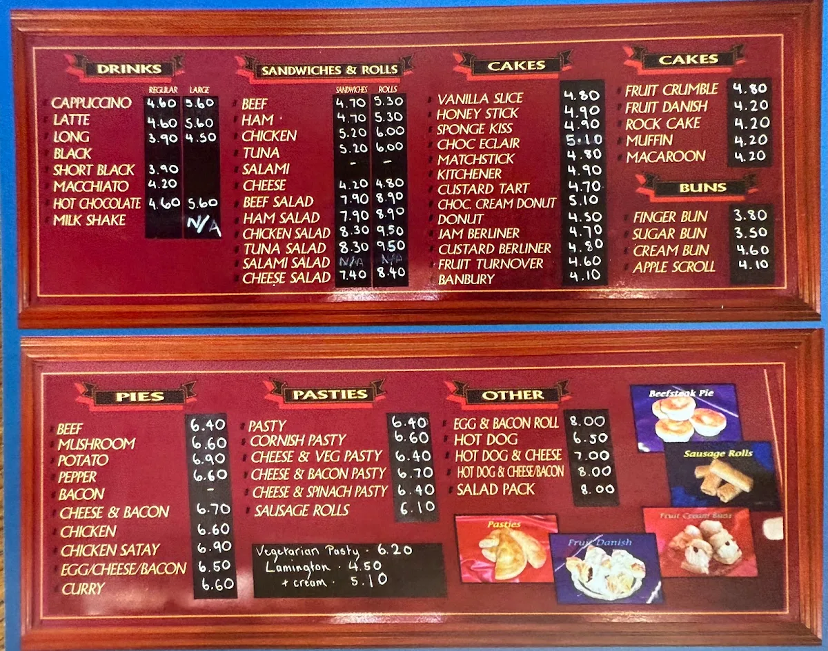 Menu, Kiplings Bakery