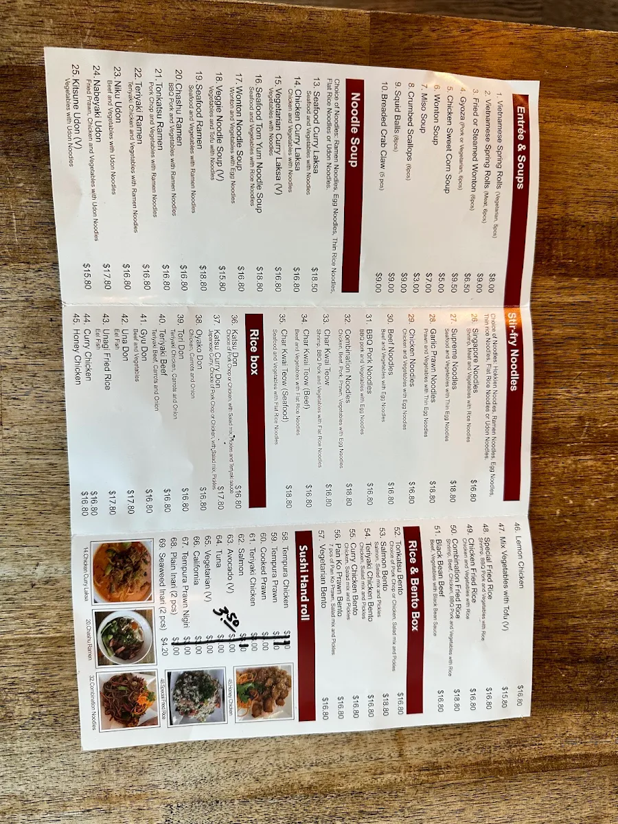 Menu, Hand Wok Cafe