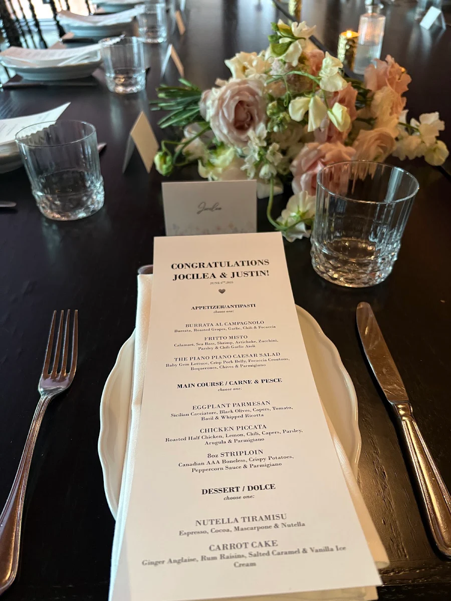 Menu, Piano Piano Restaurant