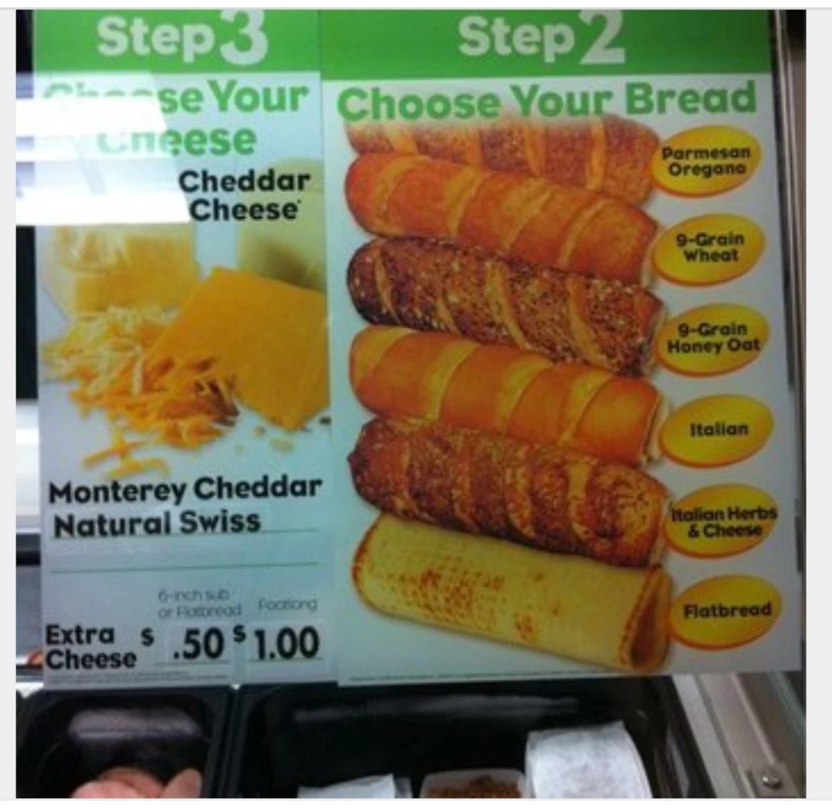 Menu, Subway