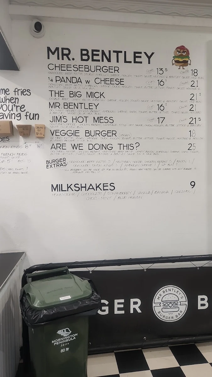 Menu, Mr. Bentley
