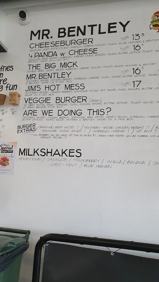 Menu, Mr. Bentley