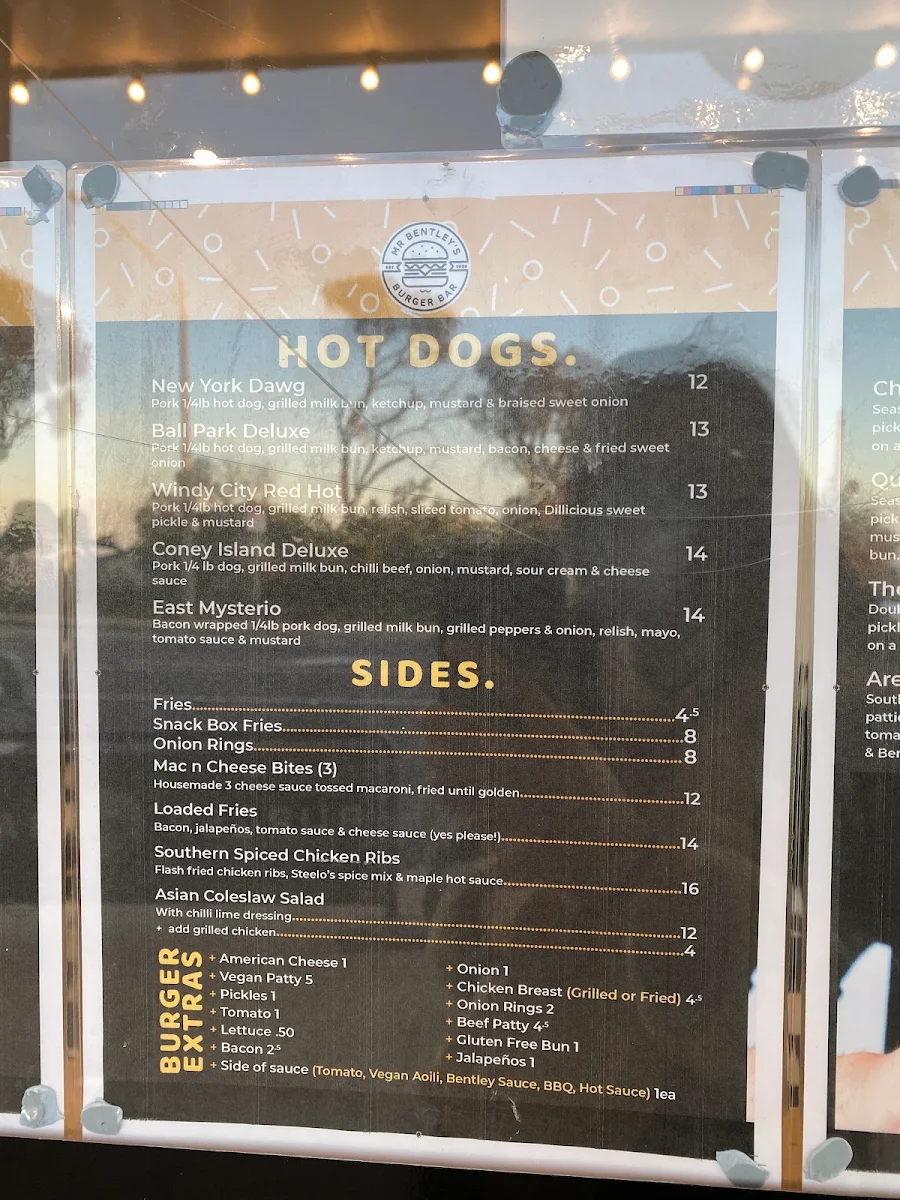 Menu, Mr. Bentley