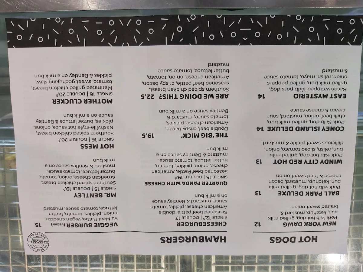 Menu, Mr. Bentley