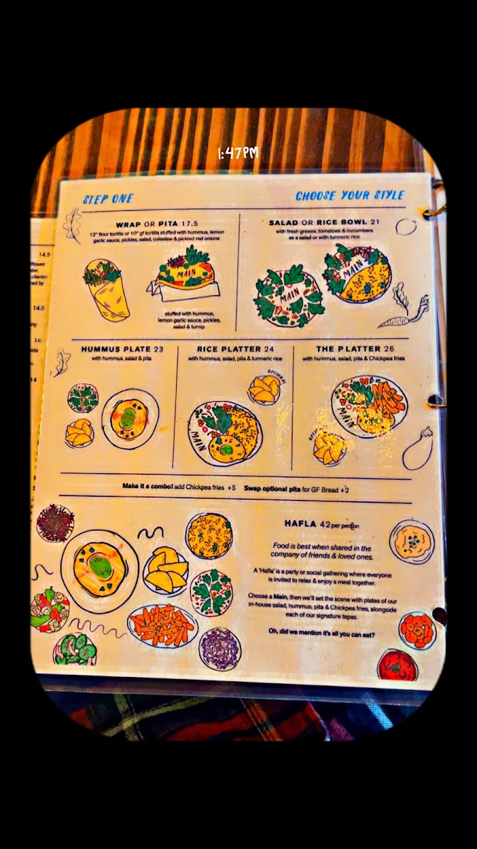 Menu, Chickpea Restaurant
