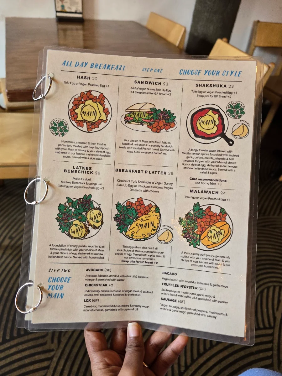 Menu, Chickpea Restaurant