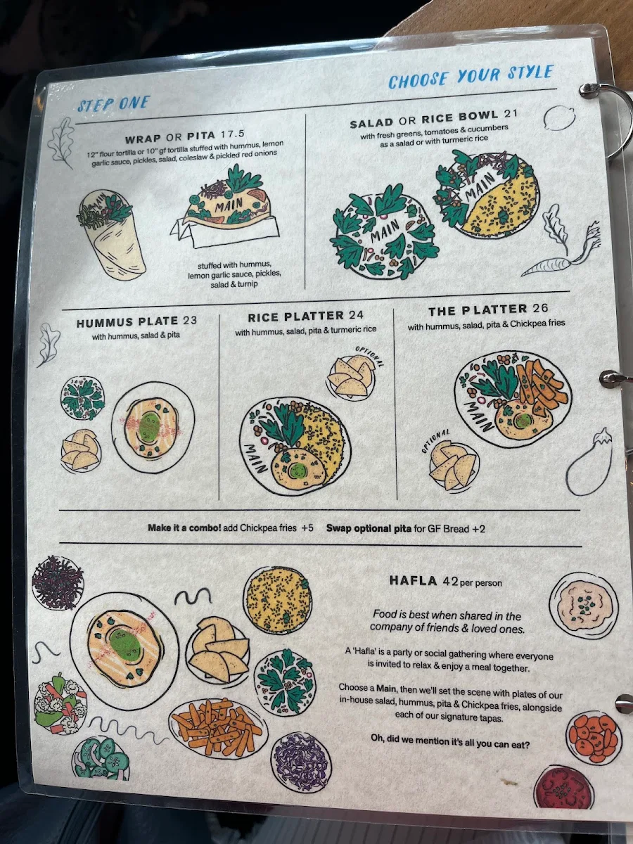 Menu, Chickpea Restaurant