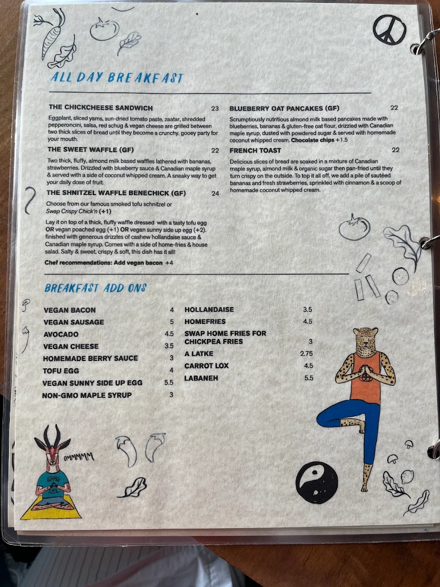 Menu, Chickpea Restaurant