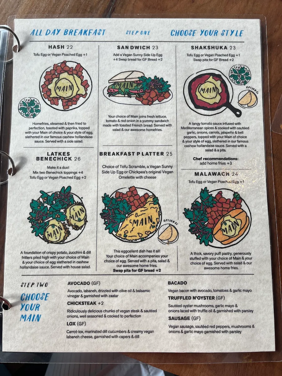 Menu, Chickpea Restaurant