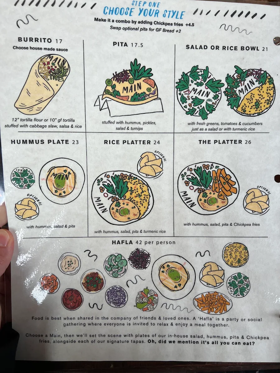 Menu, Chickpea Restaurant