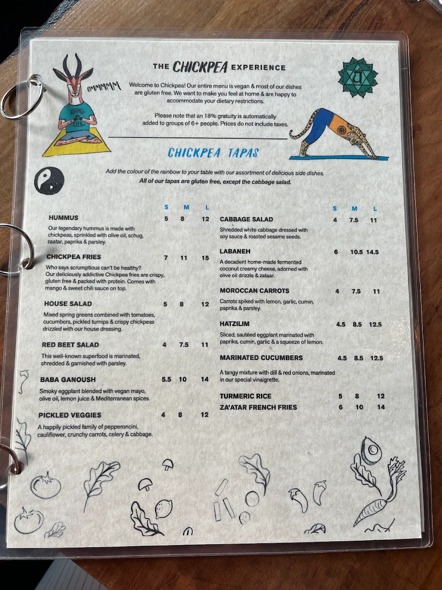 Menu, Chickpea Restaurant