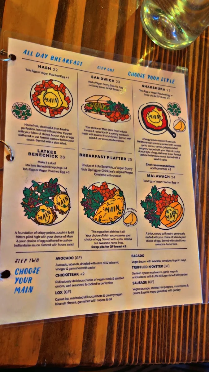 Menu, Chickpea Restaurant