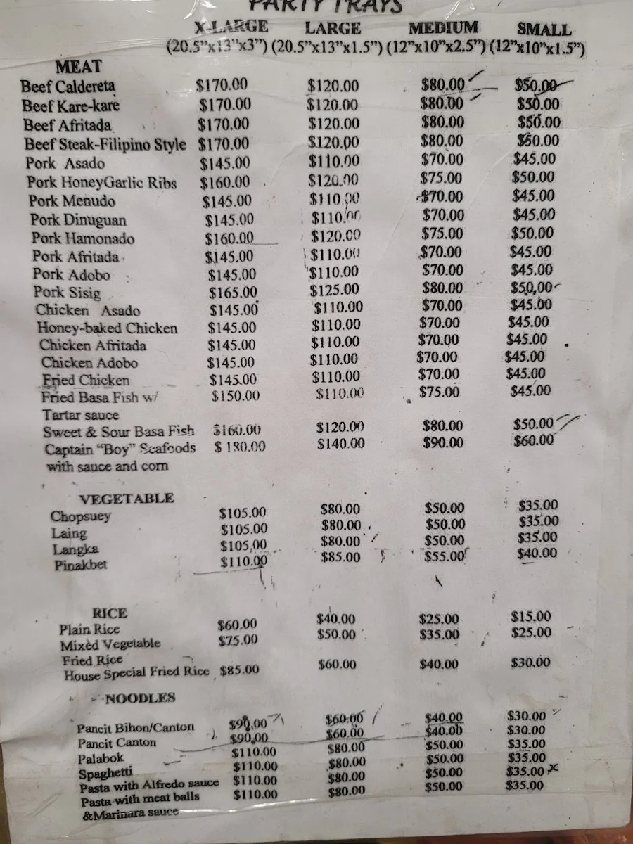 Menu, The best original boy litson