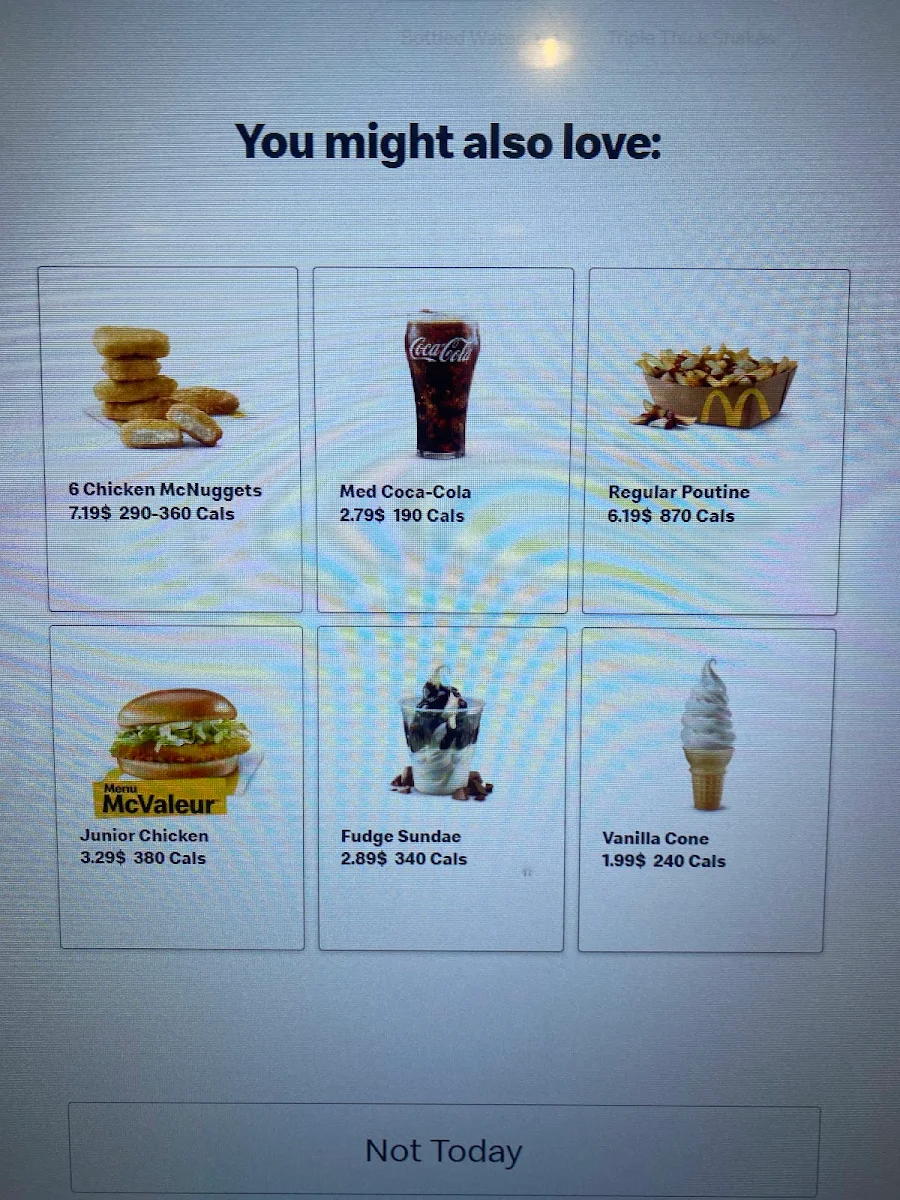 Menu, McDonald's