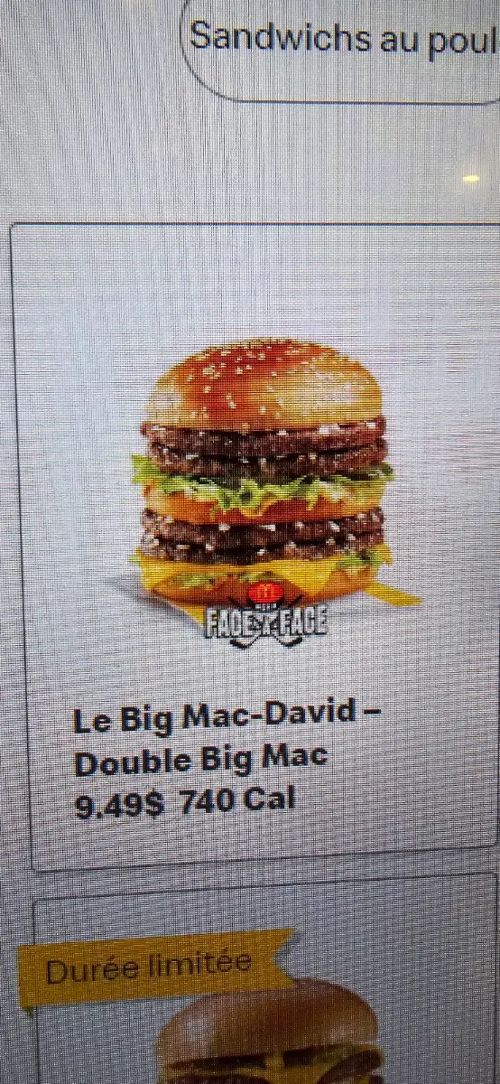 Menu, McDonald's