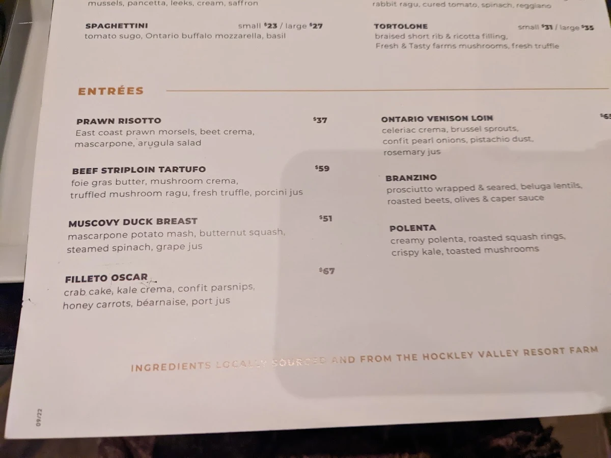 Menu, Cabin