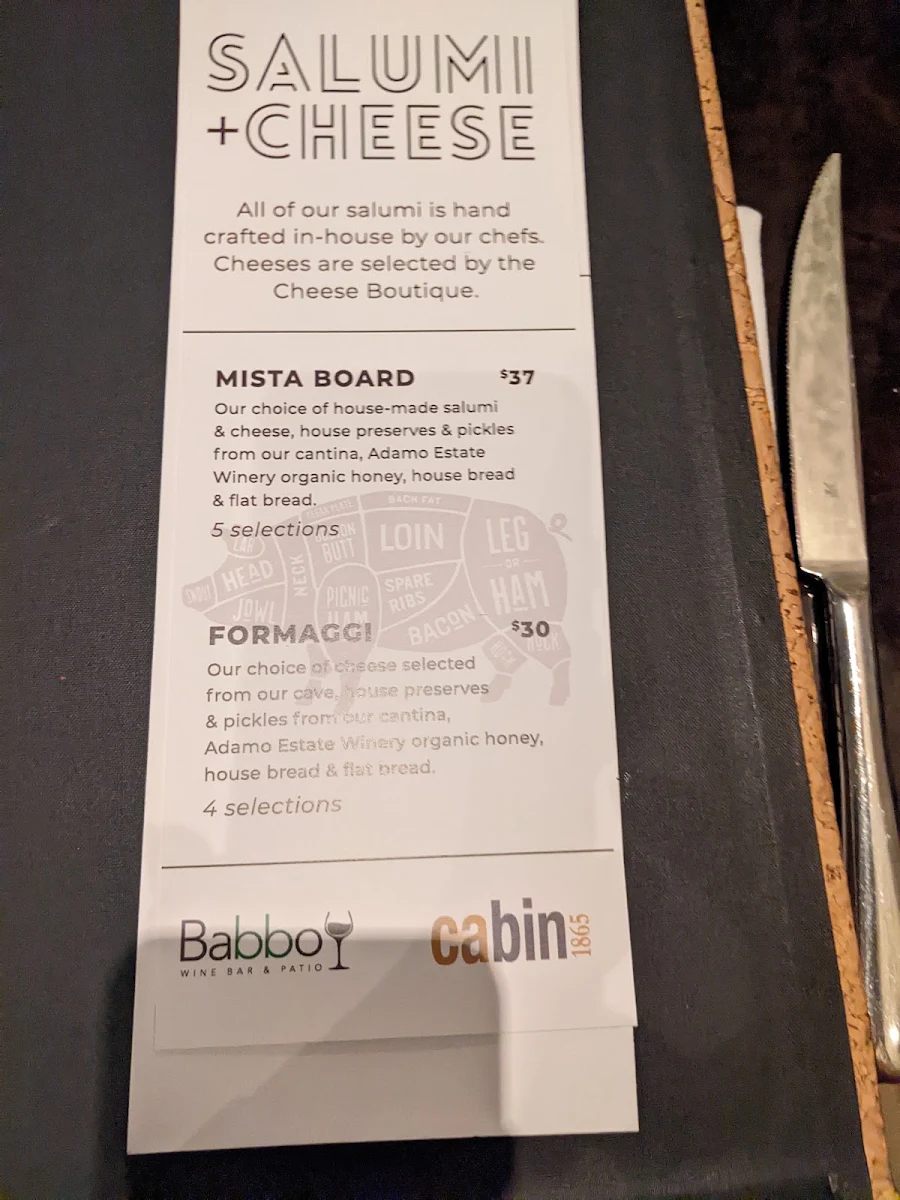 Menu, Cabin
