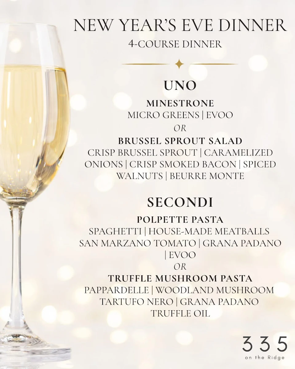 Menu, 335 on the Ridge