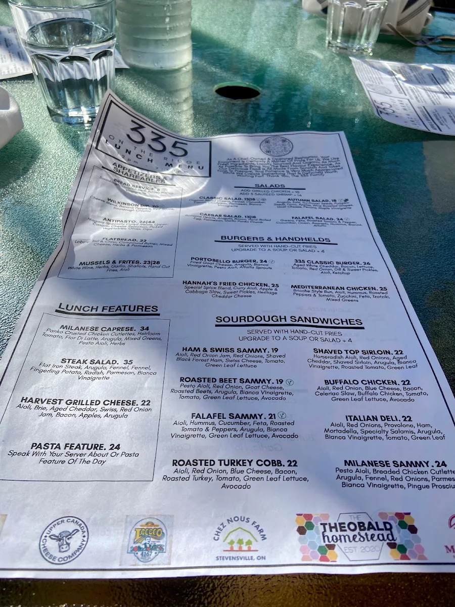 Menu, 335 on the Ridge