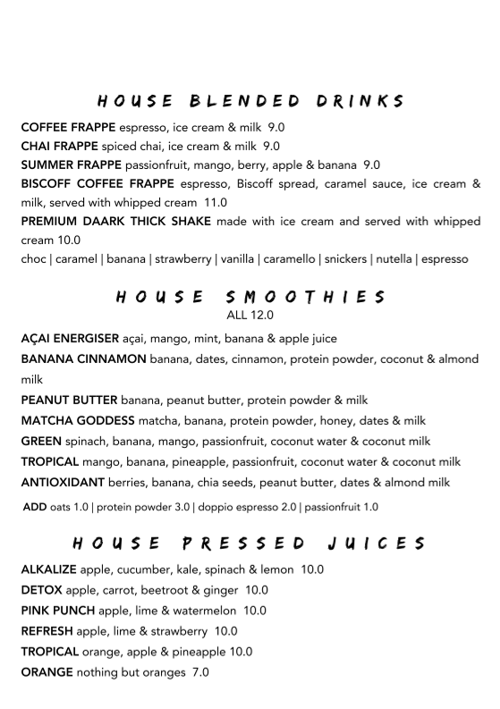 Menu, Daark Espresso