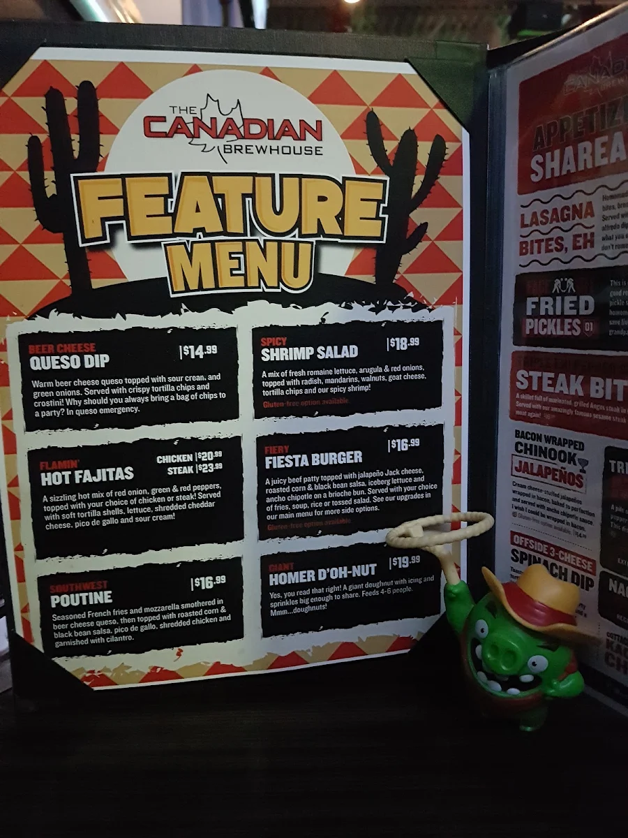 Menu, The Canadian Brewhouse (Okotoks)