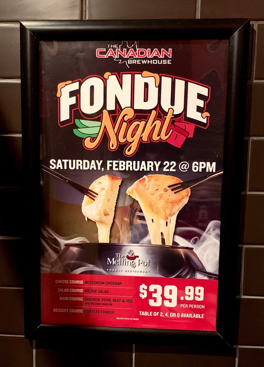 Menu, The Canadian Brewhouse (Okotoks)