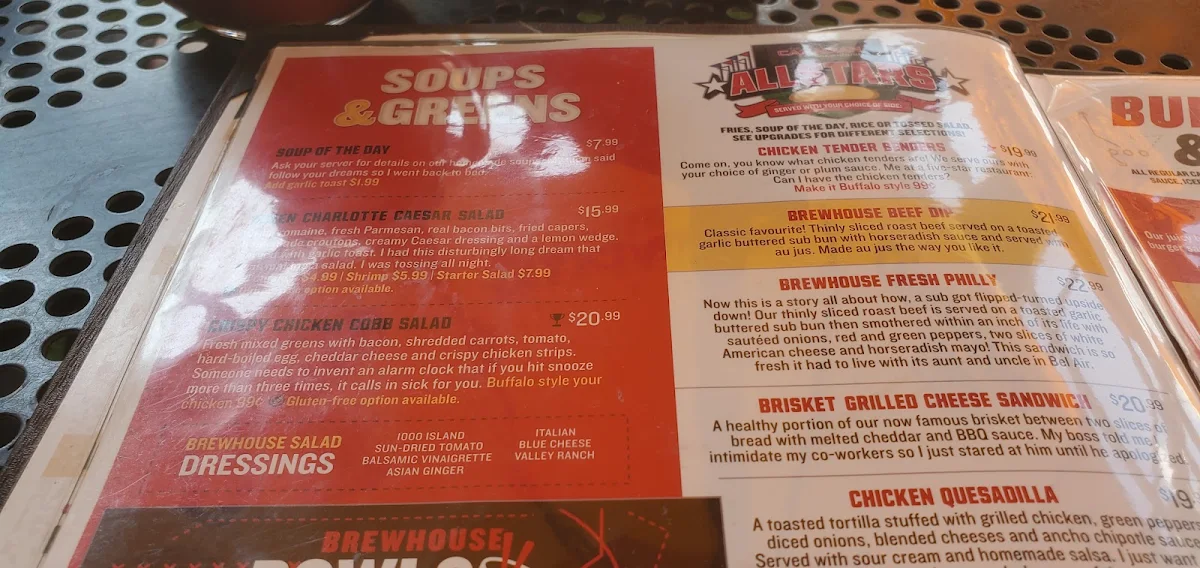 Menu, The Canadian Brewhouse (Okotoks)