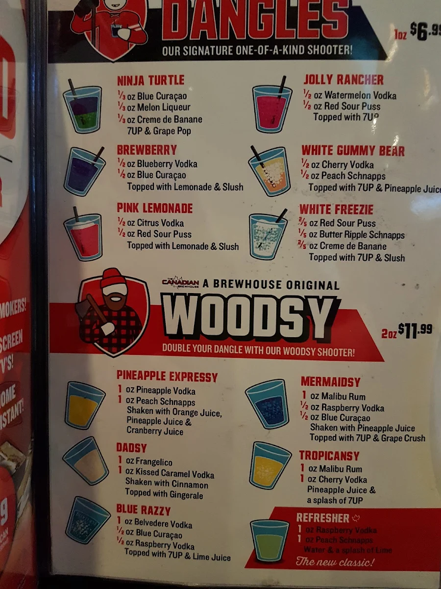 Menu, The Canadian Brewhouse (Okotoks)