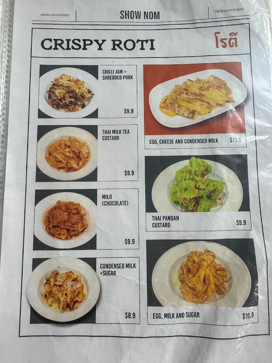 Menu, Show Neua Thai Street Food