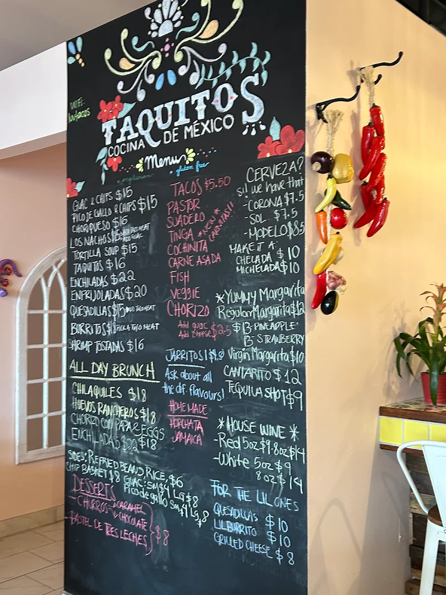 Menu, Taquitos Cocina de México