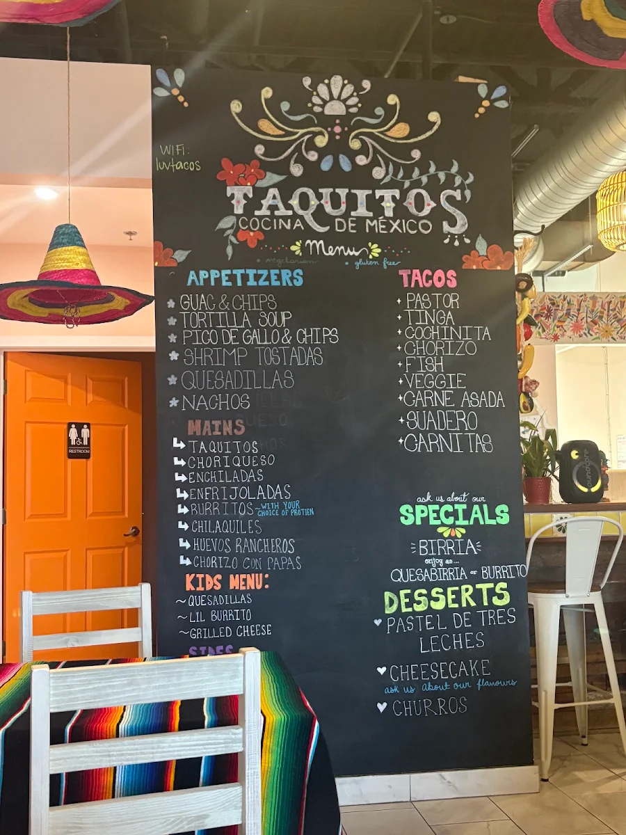 Menu, Taquitos Cocina de México