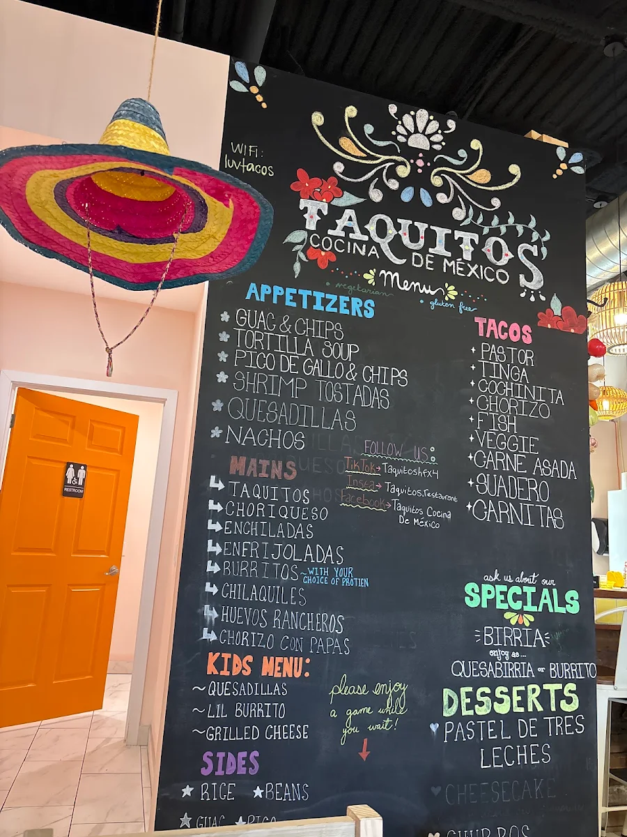 Menu, Taquitos Cocina de México