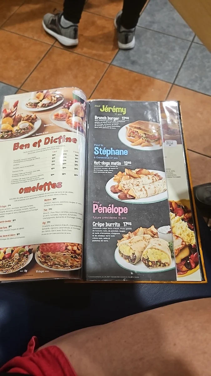 Menu, Cora Déjeuners et dîners