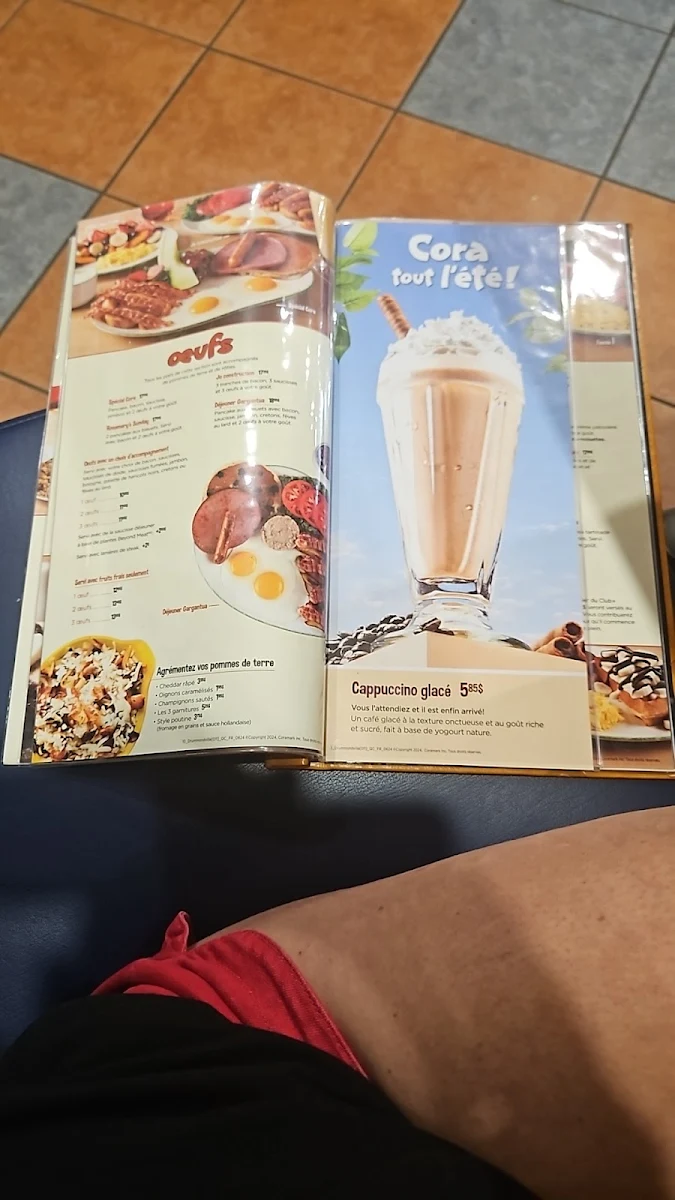 Menu, Cora Déjeuners et dîners