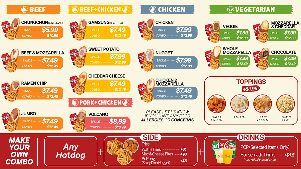 Menu, ChungChun Rice Dog London