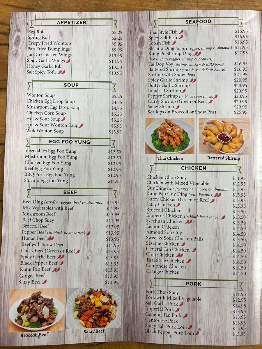 Menu, Wok Wagon Express
