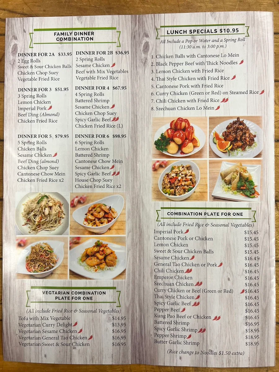 Menu, Wok Wagon Express
