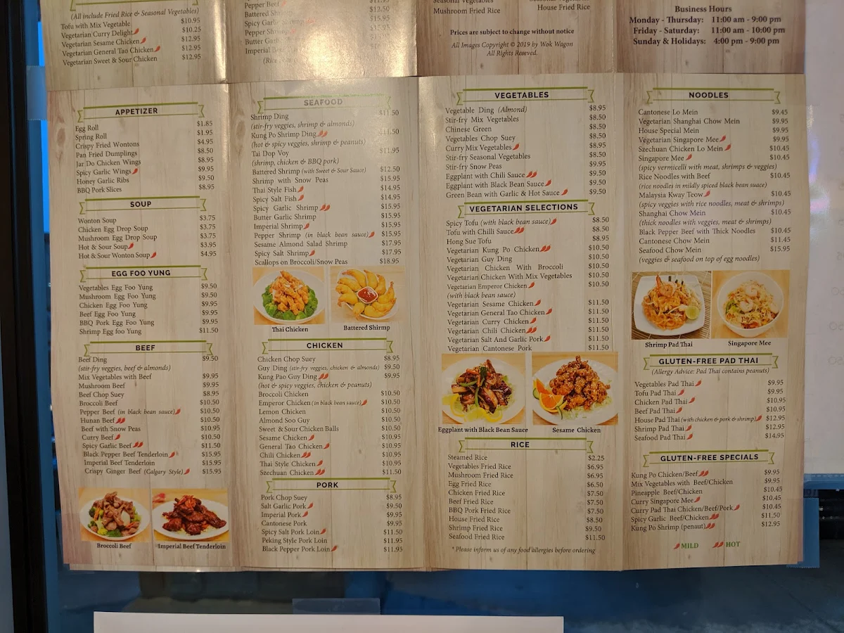 Menu, Wok Wagon Express